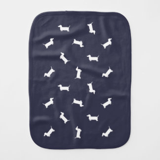 Dachshund Pattern - White Baby Burp Cloth
