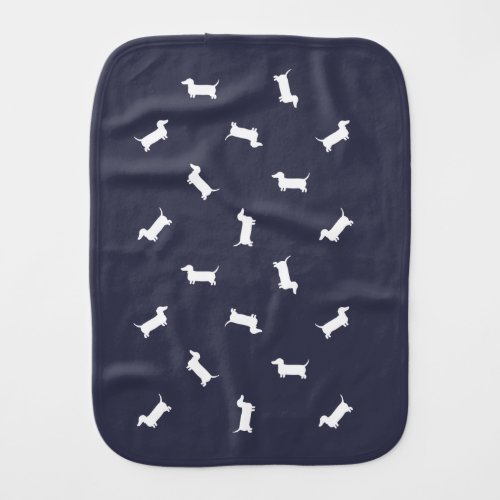 Dachshund Pattern _ White Baby Burp Cloth