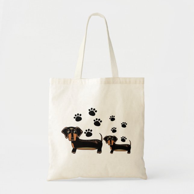 Dachshund paw dog family love tote bag (Front)