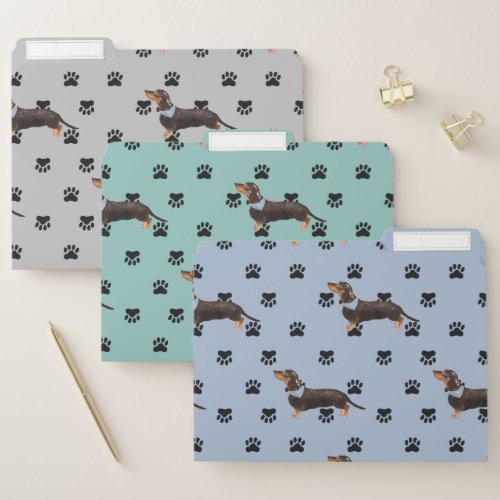 Dachshund Paw Prints Pattern File Folder