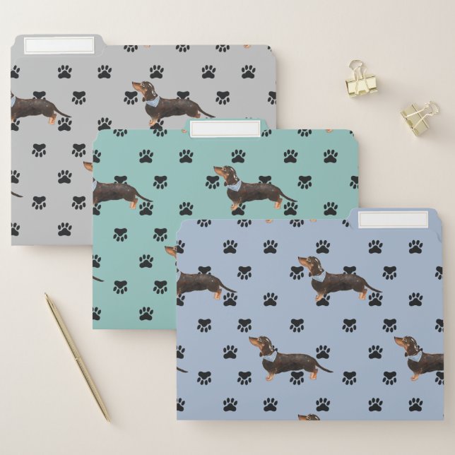 Dachshund Paw Prints Pattern File Folder (Set)