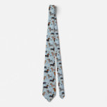 Dachshund Paws and Bones Pattern Blue Neck Tie
