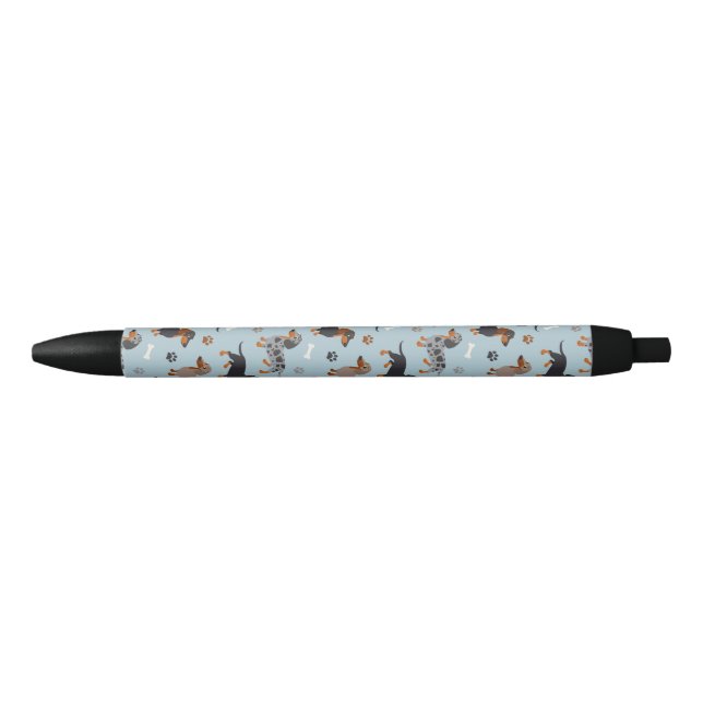 Dachshund Paws and Bones Pattern Blue Pen (Front)