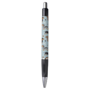 Dachshund Paws and Bones Pattern Blue Pen
