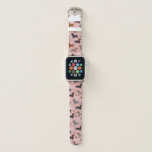 Dachshund Paws and Bones Pattern Pink Apple Watch Band