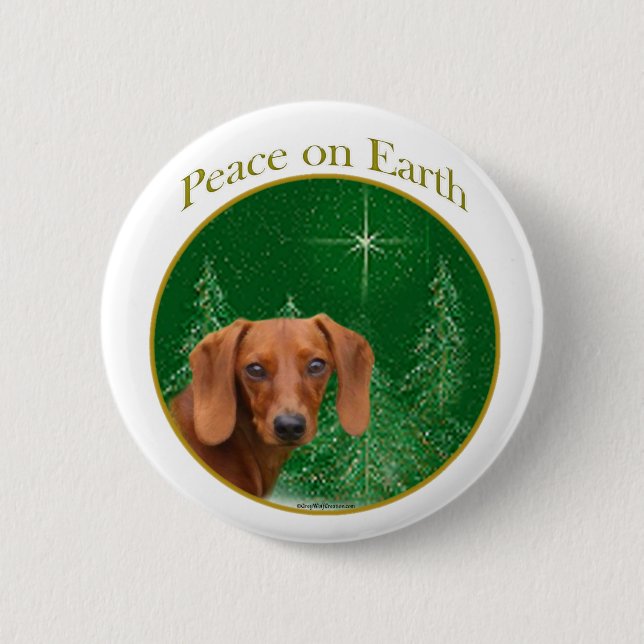 Dachshund Peace Pinback Button (Front)