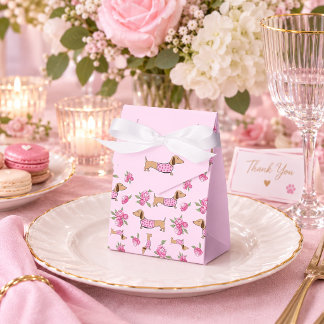 Dachshund & Peonies Floral Pink Wedding Favor Boxes