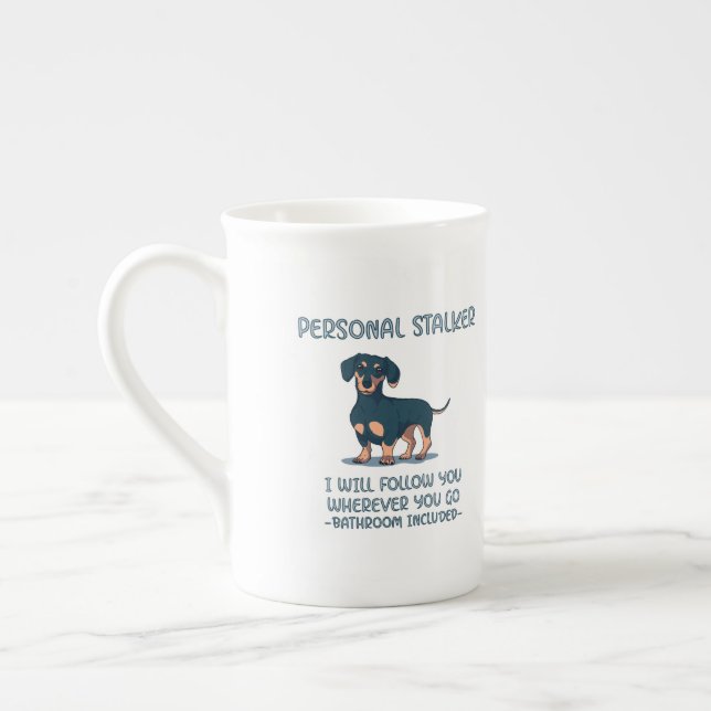 Dachshund Personal Stalker Bone China Mug (Left)