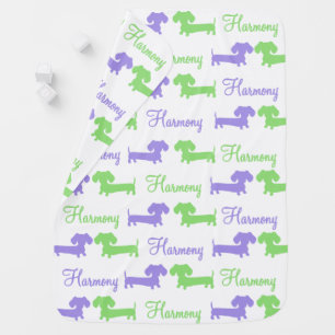Dachshund Personalized Baby Blanket Gender Neutral