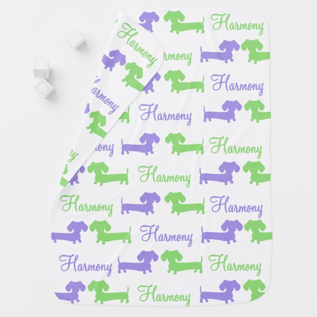 Dachshund Personalized Baby Blanket Gender Neutral (In Situ)