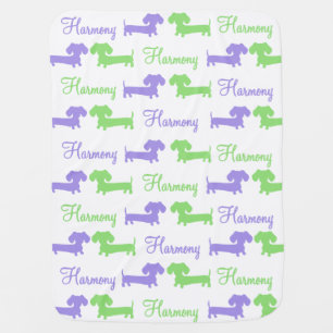 Dachshund Personalized Baby Blanket Gender Neutral