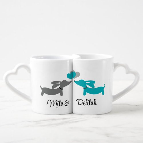 Dachshund Personalized Couples His  Hers Doxie Co Coffee Mug Set