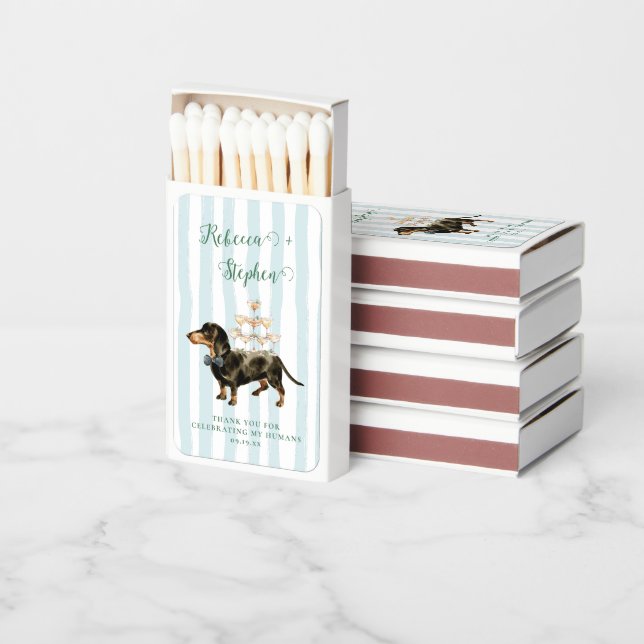 Dachshund | Personalized Pet Illustration Wedding Matchboxes (Stacked)