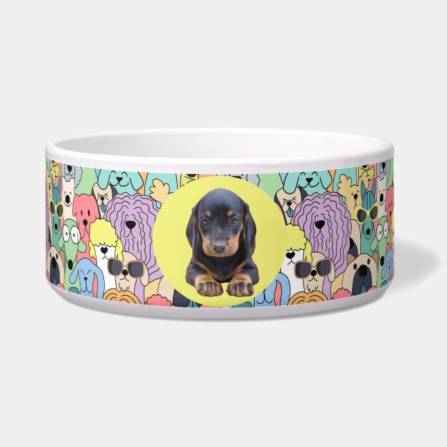 Dachshund Personalized Photo & Name Dog Bowl (Front)