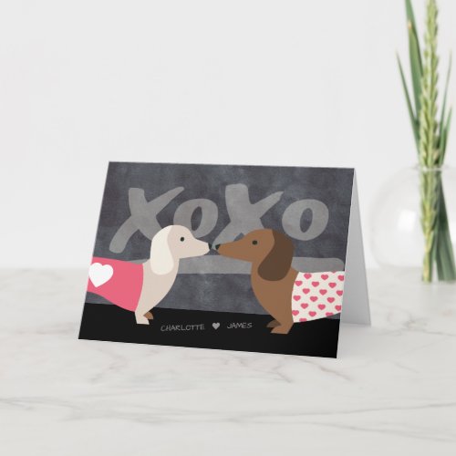 Dachshund Personalized xoxo Valentines Day Holiday Card