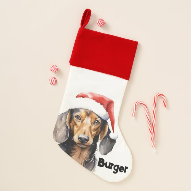 Dachshund Pet Christmas Stocking- Weiner Dog Stocking (Front)