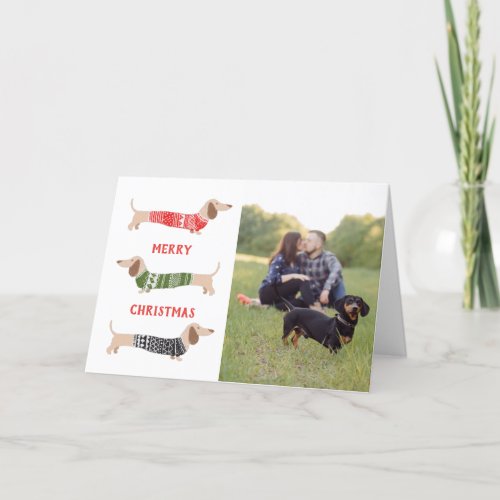 Dachshund Pet Dog  Funny Photo Christmas Card 