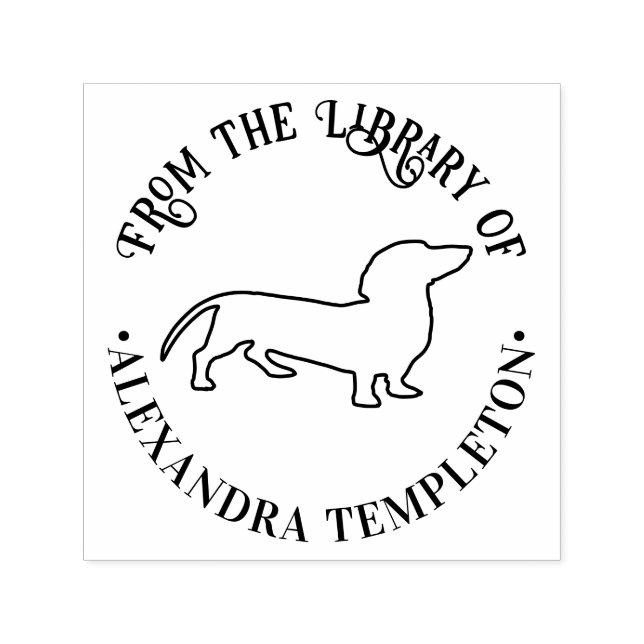 Dachshund Pet Dog Line Art Library Book Name Self-inking Stamp (Design)