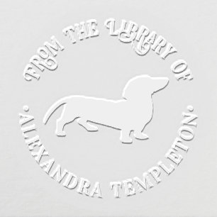 Dachshund Pet Dog Silhouette Library Book Name Embosser