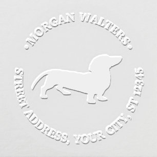 Dachshund Pet Dog Silhouette Name Return Address Embosser