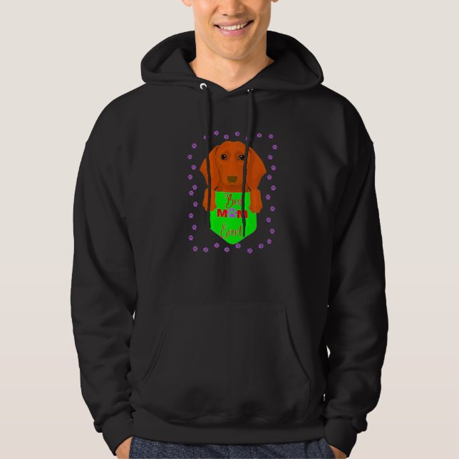 Dachshund Pet Funny Wiener Dog Best Dog Mom Ever Hoodie (Front)