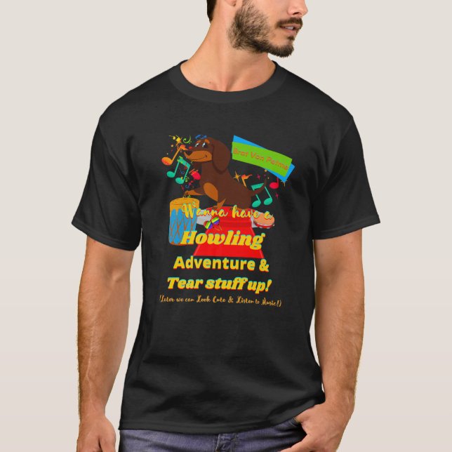 DACHSHUND PET FUNNY WIENER DOG GIFT HOWLING ADVENT T-Shirt (Front)