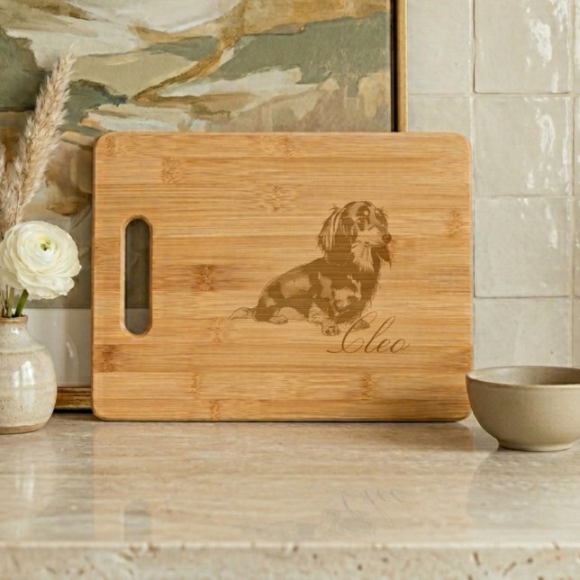 Dachshund Pet Portrait Engraved Cutting Board (Dachshund Pet Portrait Engraved Cutting Board)