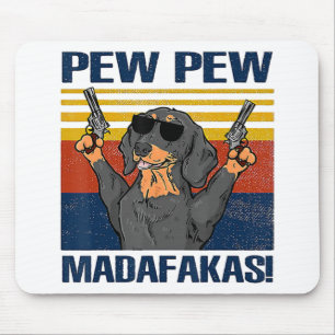 Dachshund Pew Pew Vintage Mouse Pad