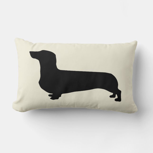 Dachshund Pillow with striped back (Front)