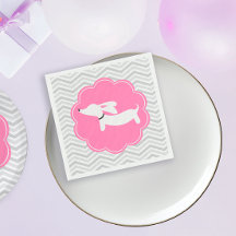 Dachshund Pink Baby Shower Party Napkins