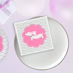 Dachshund Pink Baby Shower Party Napkins