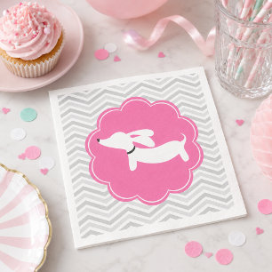 Dachshund Pink Baby Shower Party Napkins