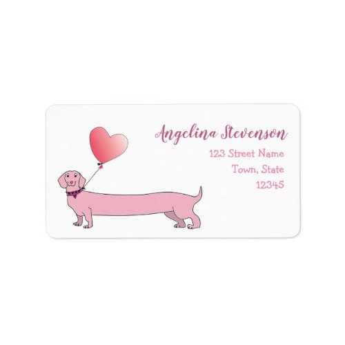 Dachshund Pink Dog Return Address Label
