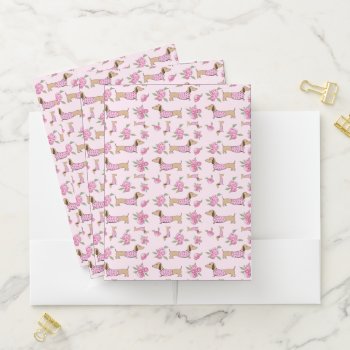 Dachshund Pink Floral Home Office Essentails Pocket Folder by Smoothe1 at Zazzle