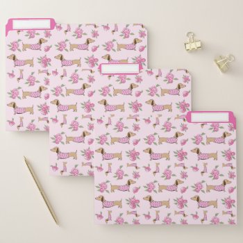 Dachshund Pink Floral Home Office Folder File by Smoothe1 at Zazzle