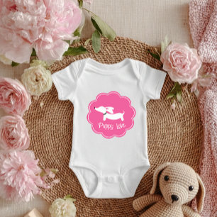 Dachshund Pink Girlie Puppy Love  Baby Bodysuit