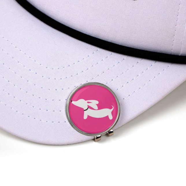 Dachshund Pink Golf Hat Clip Doxie Golfer Gift (pink dachshund golf ball marker hat clip for wiener dog mamas or sausage dog grandmas)