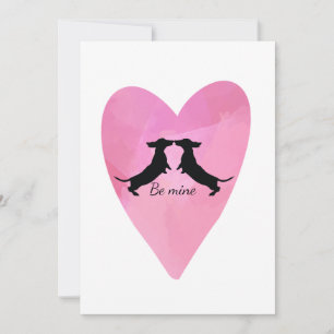 Dachshund Pink Heart Valentine Card
