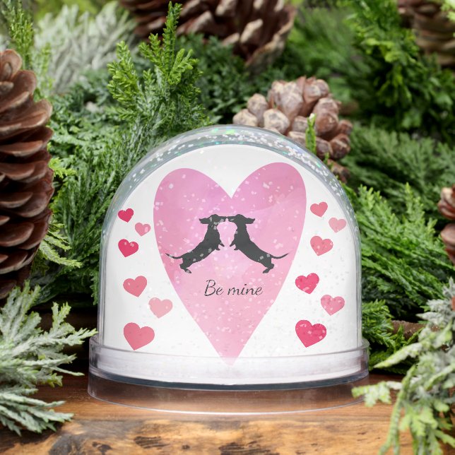 Dachshund Pink Heart Valentine  Snow Globe (Winter)