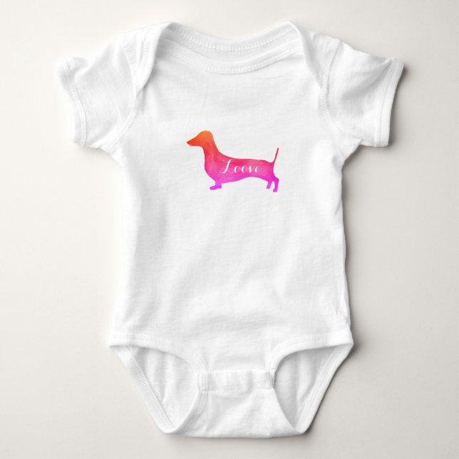 Dachshund Pink Love Baby Bodysuit (Front)