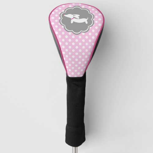 Dachshund Pink Polka Dot Golf Head Cover Woods