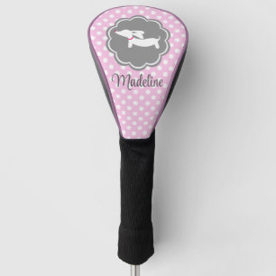 Dachshund Pink Polka Dot Personalize Dog Mom Gift  Golf Head Cover