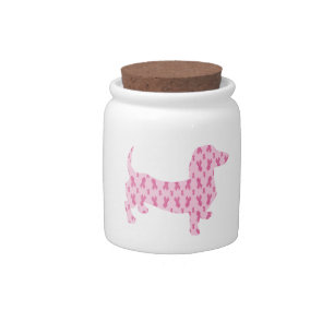 Dachshund Pink Ribbon for Cancer Candy Jar