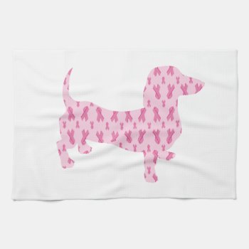 Dachshund Pink Ribbon For Cancer Kitchen Towel by Incatneato at Zazzle