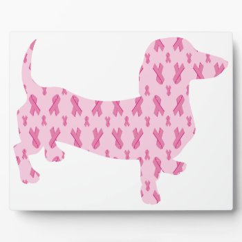 Dachshund Pink Ribbon For Cancer Plaque by Incatneato at Zazzle