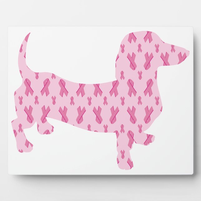 Dachshund Pink Ribbon for Cancer Plaque (Front)