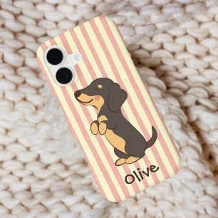 Dachshund Pink Stripe Name Design iPhone 17 Case