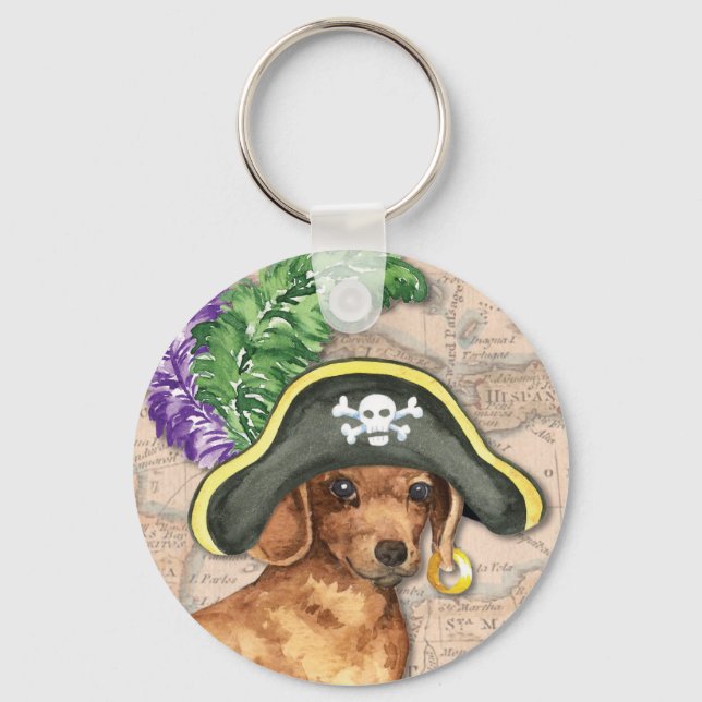 Dachshund Pirate Keychain (Front)