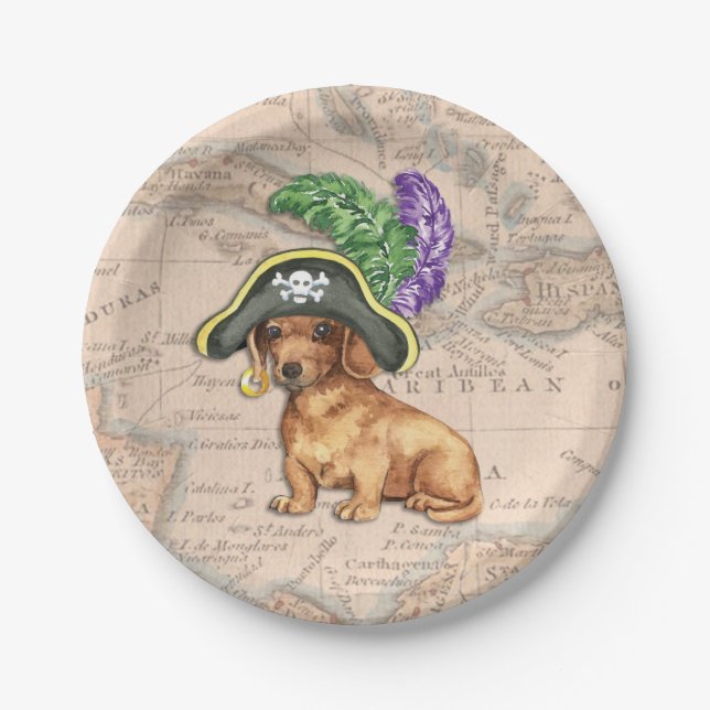 Dachshund Pirate Paper Plates (Front)