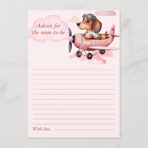 Dachshund Plane Baby Shower Advice for Mom_to be Enclosure Card